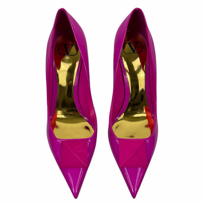 Valentino Garavani One Stud Patent Leather Pump Hot Pink Size 38