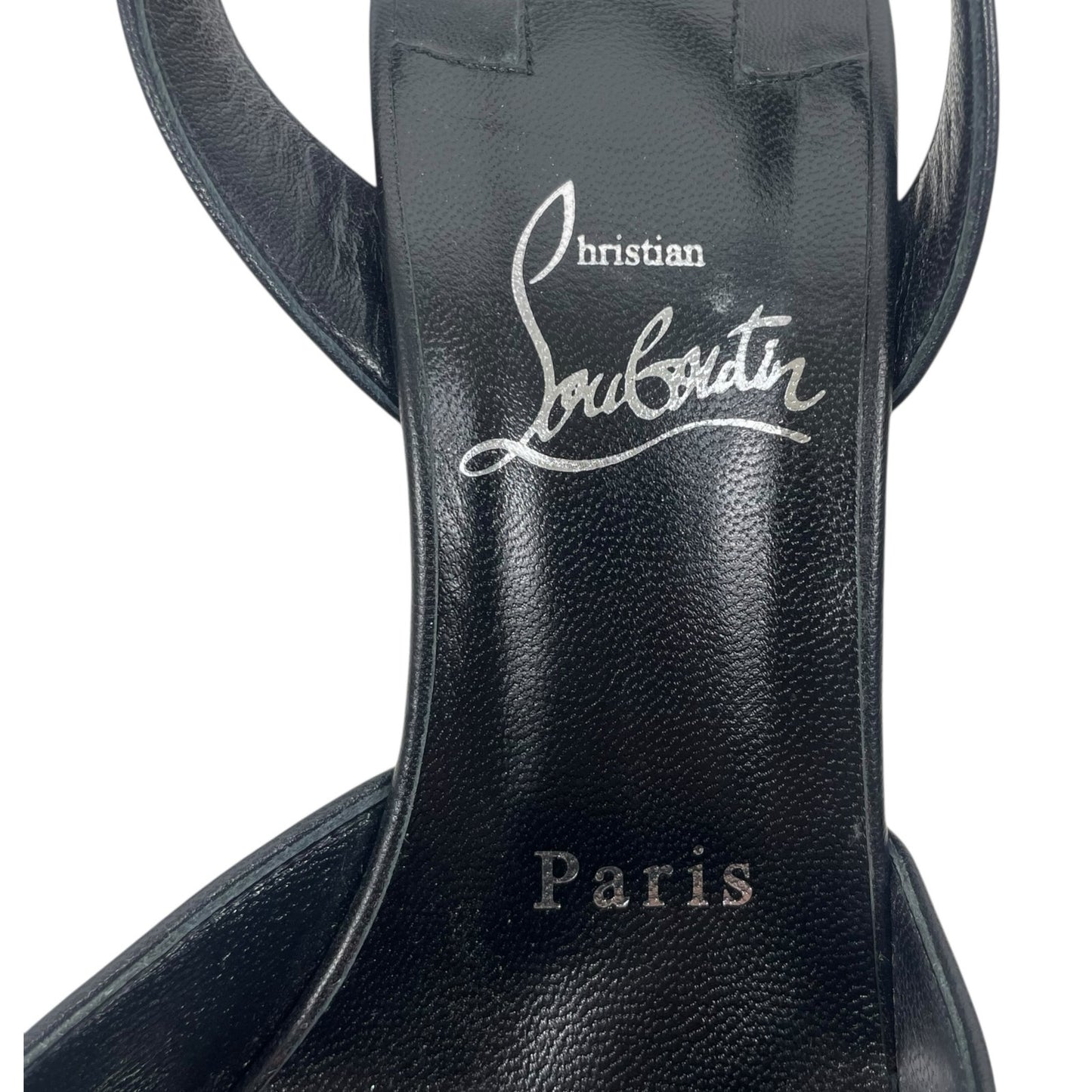 Christian Louboutin O Kate 100 Slingback Black Leather Pumps Size 37