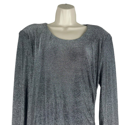 Veronica Beard Cyrus Metallic Lurex Side Ruch Dress Gunmetal Size XL