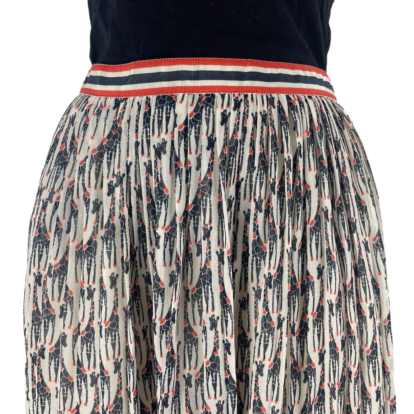 GH Bass Giraffe Printed Pleated Mini Skirt Classic Navy Size 6