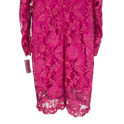 Tadashi Shoji Embroidered Puff Sleeve Cocktail Dress Pink Size 12