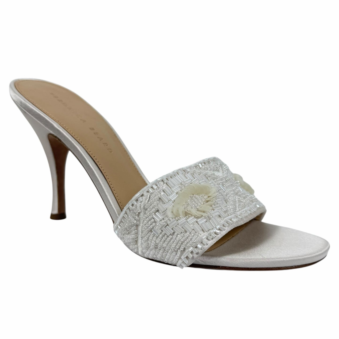 Veronica Beard Braxton Beaded Mule Sandal Coconut White Size 9M