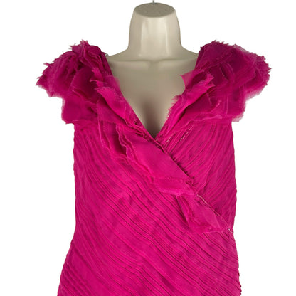 Tadashi Shoji Puff Shoulder Ruffle Cocktail Dress Pink Size 8