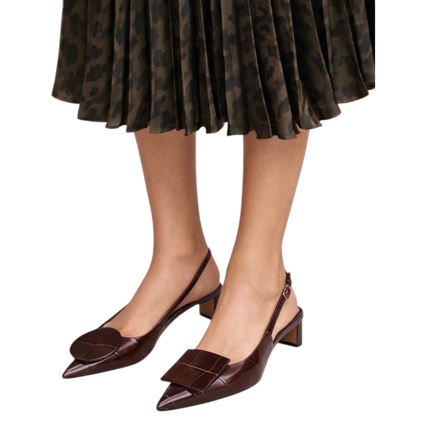 Jacquemus Les Duelo Slingback Pump Croc Emboss Brown Size 38