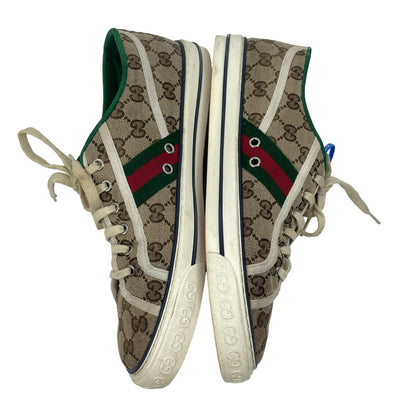 Gucci GG 1977 Tennis Sneakers Lace Up Beige Ebony Original Men Size 9