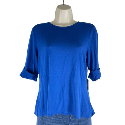 NEW Worth NY Open Back 3/4 Sleeve Casual Top Blue Size L