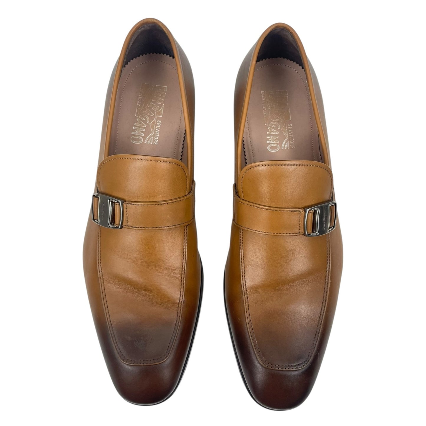Salvatore Ferragamo Benson Burnished Side Buckle Leather Loafer Size 11E