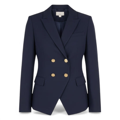 Ann Taylor LOFT Double Breasted Gold Button Blazer Jacket Navy Size 2