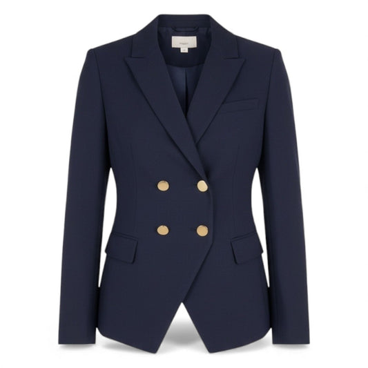 Ann Taylor LOFT Double Breasted Gold Button Blazer Jacket Navy Size 2