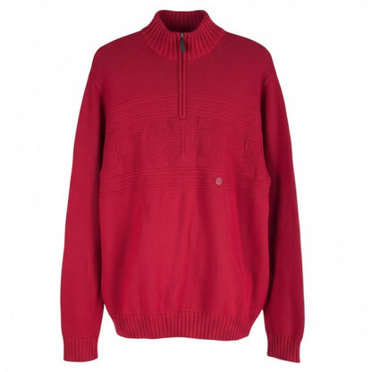 Chaps 1/4 Zip Lodge Snowflakes Pullover Sweater Cabin Red Size L