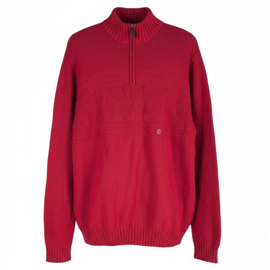 Chaps 1/4 Zip Lodge Snowflakes Pullover Sweater Cabin Red Size L