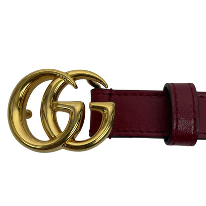 Gucci GG Logo Marmont Thin Leather Belt Rosso Ancora Red Size 100/40
