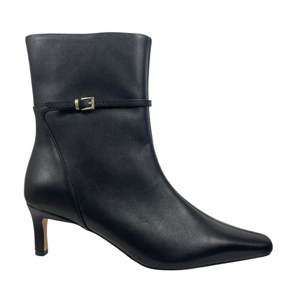 Ann Taylor Pointed Toe Buckle Leather Heel Ankle Boots Black Size 8.5M
