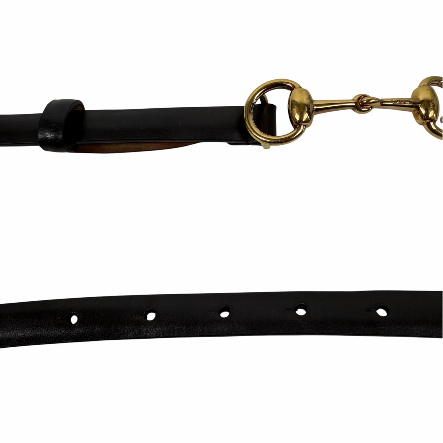 Gucci Horsebit Buckle Thin Belt Brown Leather Gold Buckle Size 95cm/38"