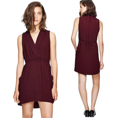 Aritzia Wilfred Sabine Sleeveless Faux Wrap Mini Dress Red Size XS