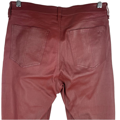 Rag & Bone Nina Lamb Leather High Rise Skinny Ankle Pants Brown Red Size 28