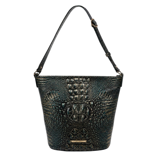 Brahmin Quinn Agata Melbourne Bucket Bag Metallic Green