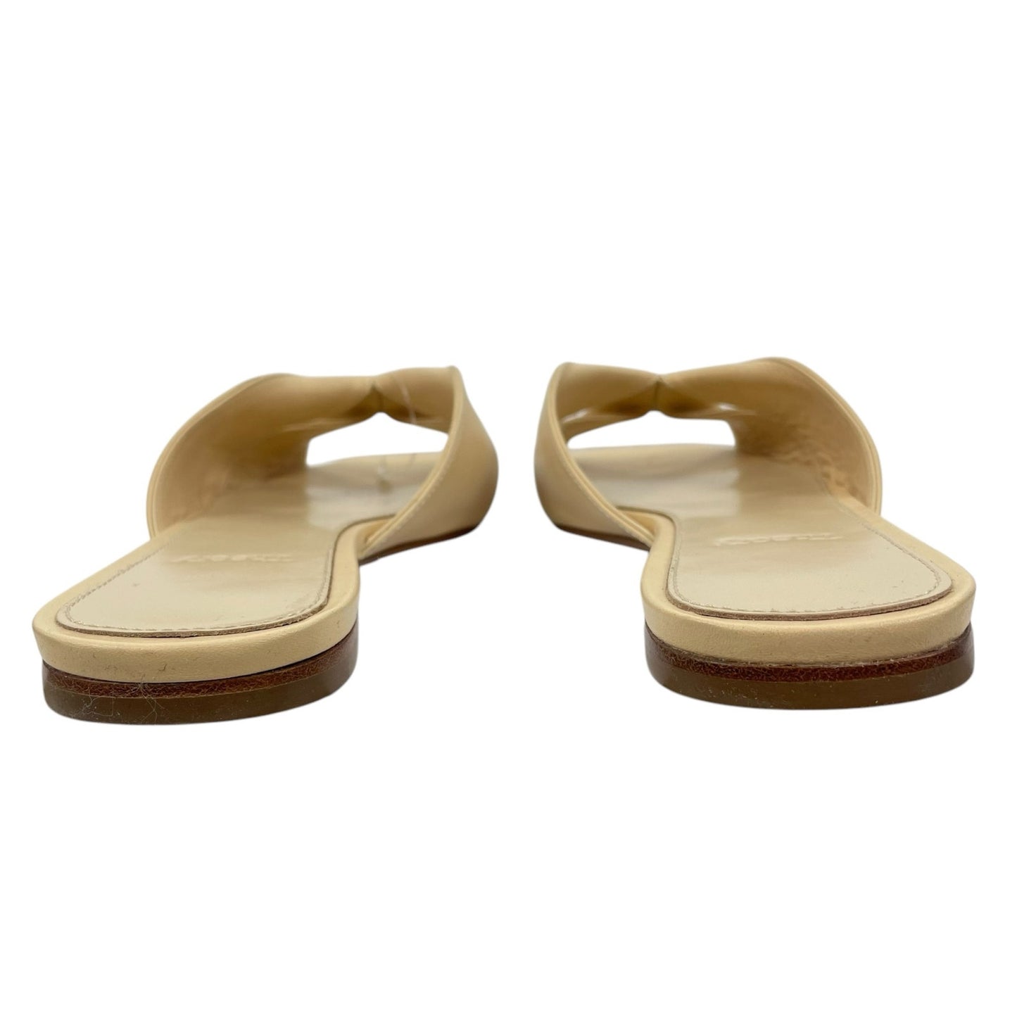 Theory Twisted Leather Sandal Slide Open Toe Beige Women Size 38