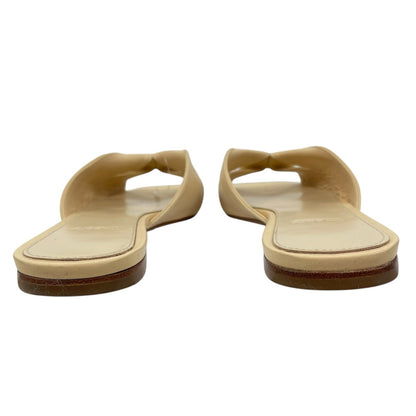 Theory Twisted Leather Sandal Slide Open Toe Beige Women Size 38