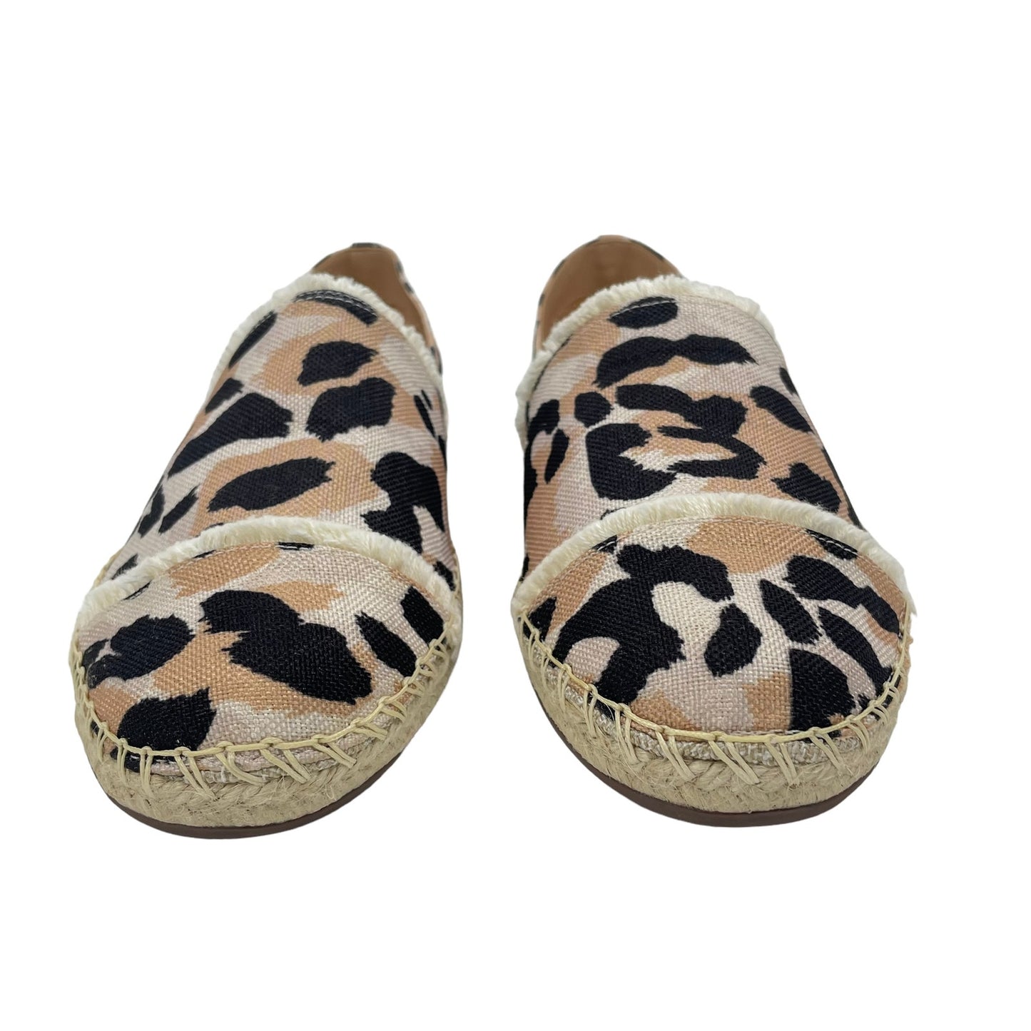 Schutz Ohanna Leopard Print Canvas Espadrilles Slip On Neutral Size 10