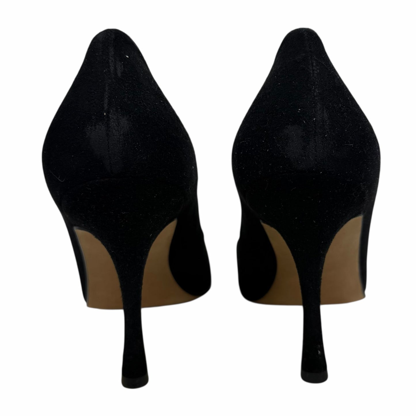 Manolo Blahnik Criss Cross Pointed Toe Suede Pump Black Size 40