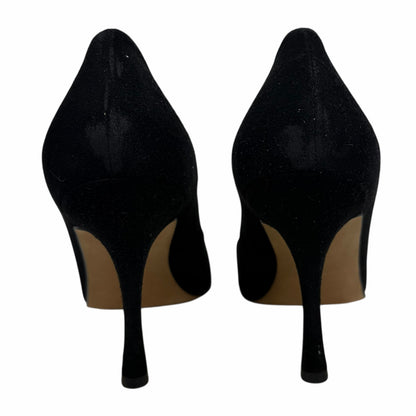 Manolo Blahnik Criss Cross Pointed Toe Suede Pump Black Size 40