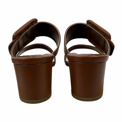 Manolo Blahnik Titubanew Leather Open Toe Mule Sandal Brown Size 37