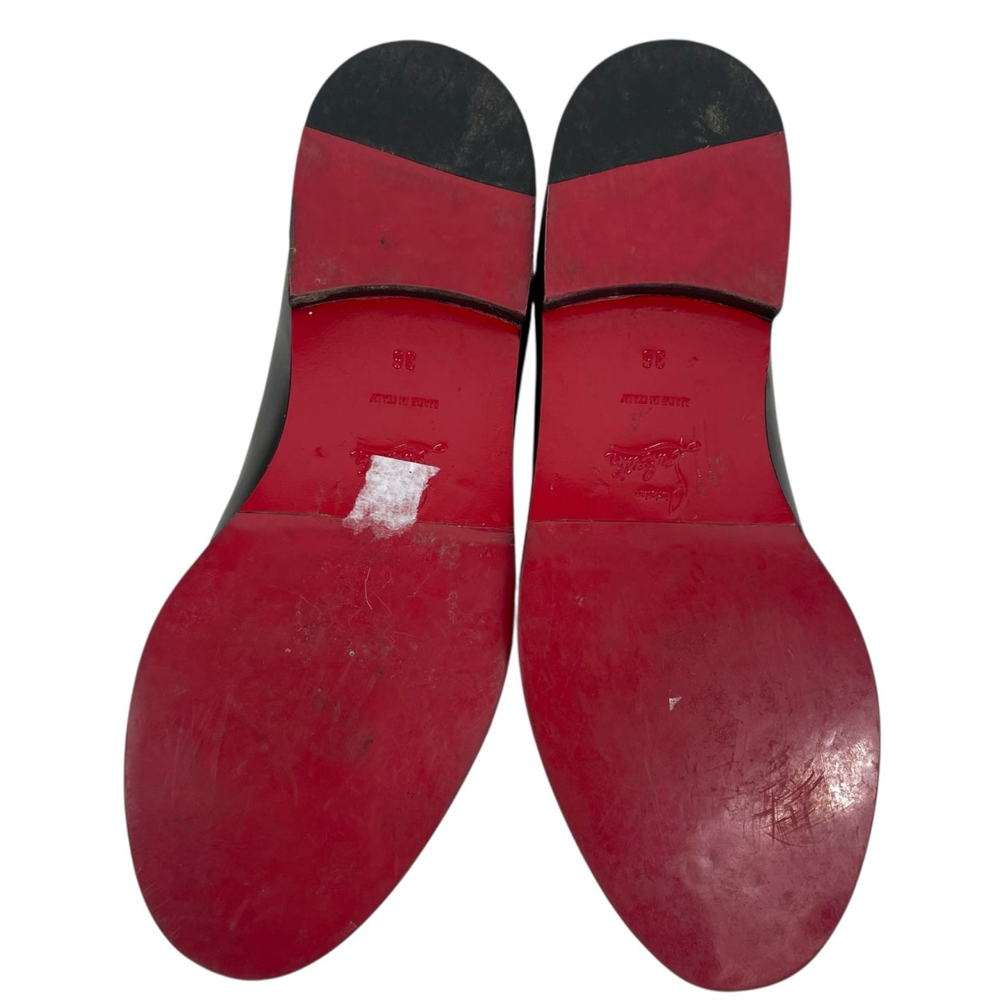 Christian Louboutin Mocalaureat Leather Penny Loafer Black Red Size 36
