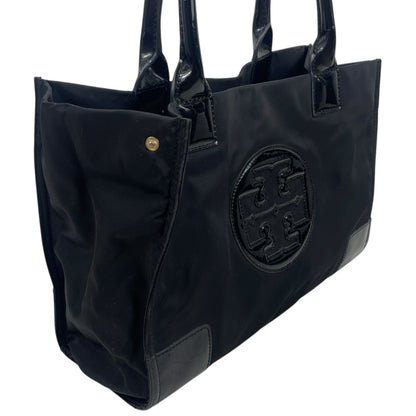 Tory Burch Black Small Ella Tote Bag Patent Leather Nylon Shoulder Bag