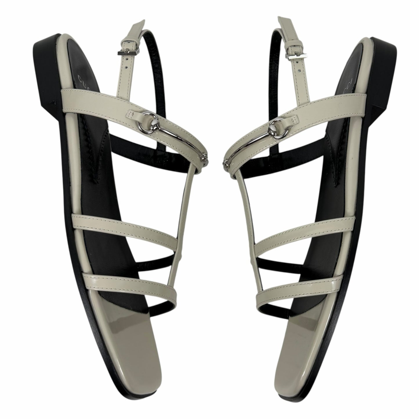 Gucci Divine Horsebit Slingback Flat Sandal Mystic White Size 37.5
