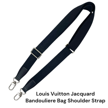 Louis Vuitton Jacquard Bandouliere Nylon Shoulder Strap Black Silver Clasp