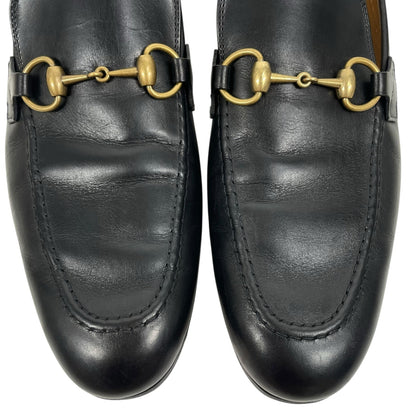 Gucci Jordaan Loafers Black Leather Gold Horsebit Men Size 8.5/ 9