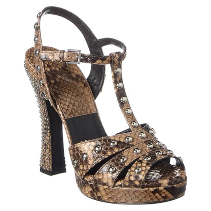 Michael Kors Rosanna Sandals Genuine Python Studded Size 37.5