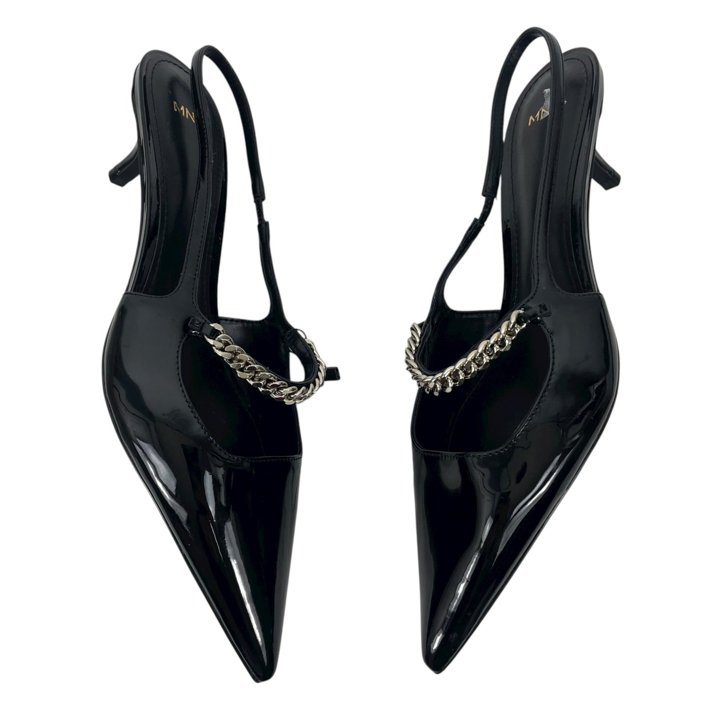 Mango Pointed Toe Kitten Heel Slingback Pump Link Strap Size 40/ 9