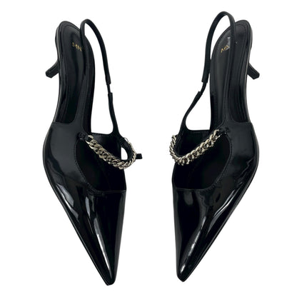 Mango Pointed Toe Kitten Heel Slingback Pump Link Strap Size 40/ 9
