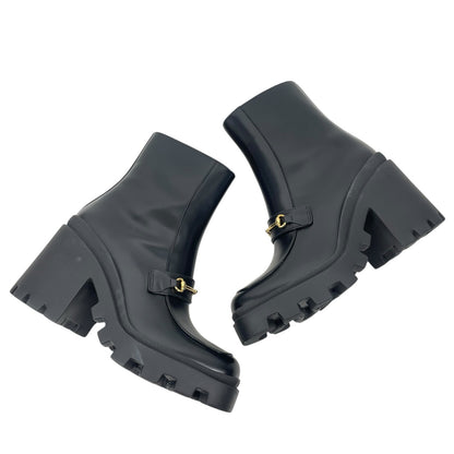Gucci Magnum Calf Leather Horsebit Lug Sole Boots Black Size 40