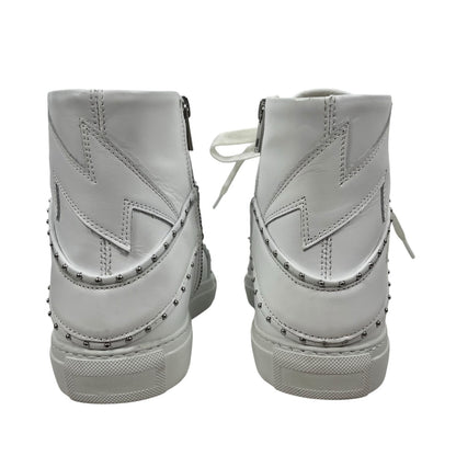 Zadig & Voltaire High Flash Studded Leather High Top Sneaker White Size 40