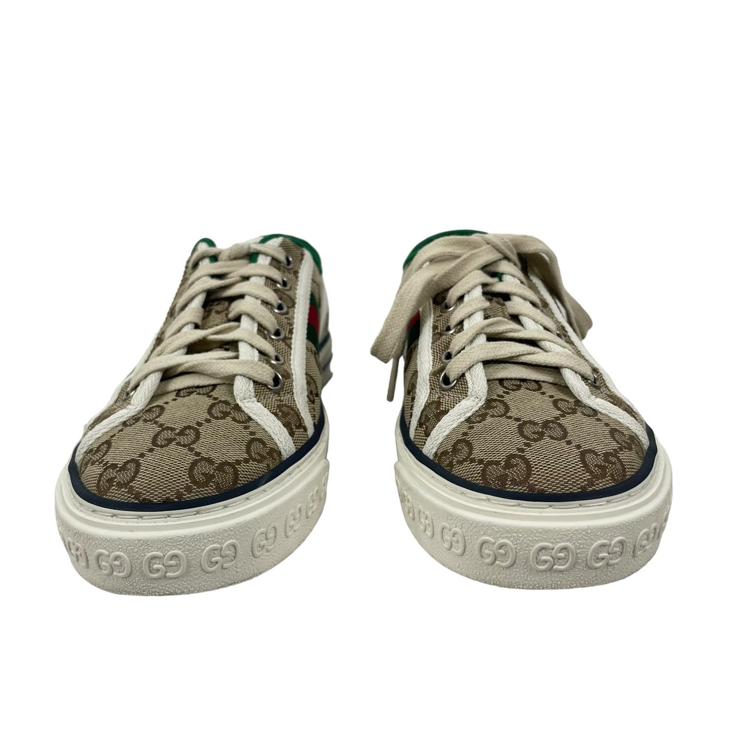 Gucci GG 1977 Tennis Sneakers Lace Up Beige Ebony Original Size 38.5