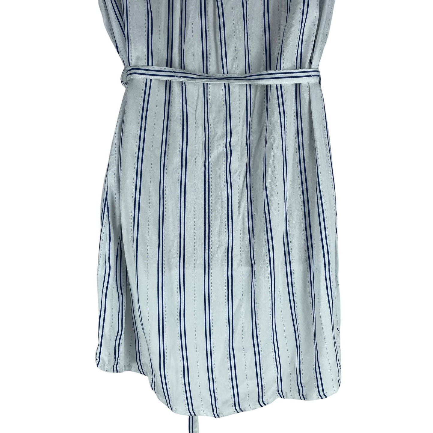 Cotton On Alexis Shirt Dress Sleeveless Belt Tie White Blue Size M