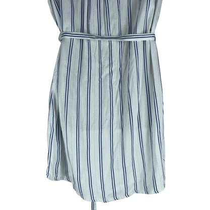 Cotton On Alexis Shirt Dress Sleeveless Belt Tie White Blue Size M