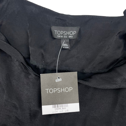 Topshop Cold Shoulder Satin Cami Top Loop Tie Black Size 2