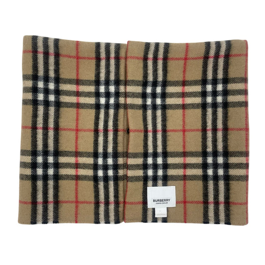 Burberry House Check Cashmere Neck Warmer Loop Scarf Tan Brown 26"x 9.5"