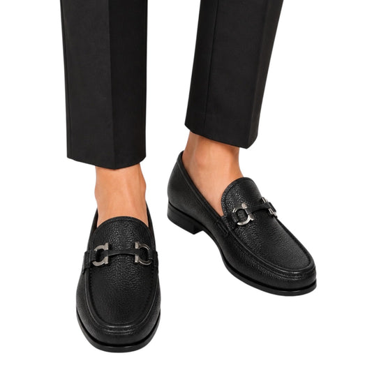 Salvatore Ferragamo Grandioso Gancini Bit Leather Loafer Black Size 10.5EE
