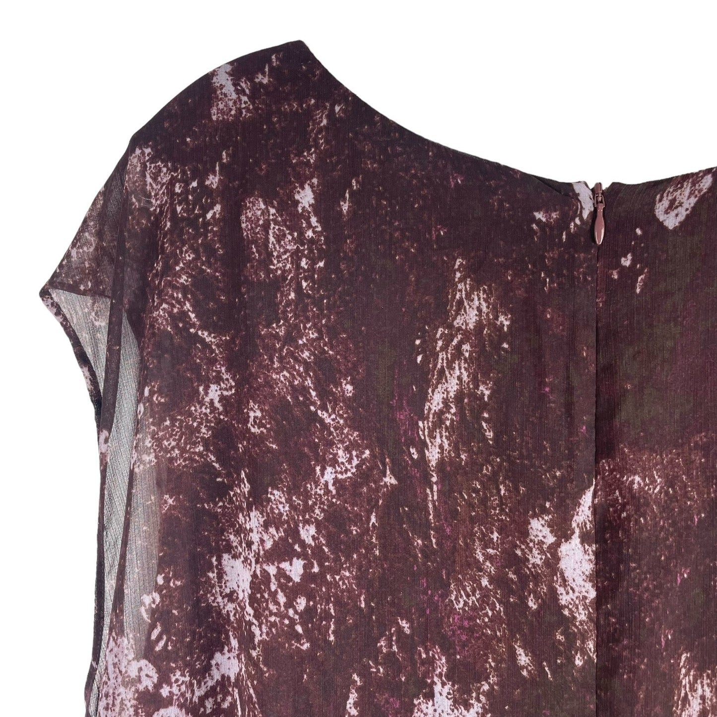 H by Halston Sleeveless Printed Chiffon Drapey Top Burgundy Size 28W