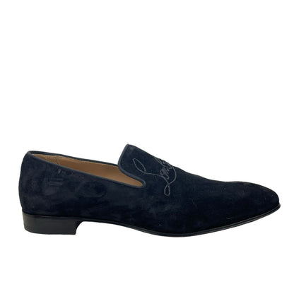 Christian Louboutin Navy Dandelion Strass Suede Loafer Flat Black Size 40.5