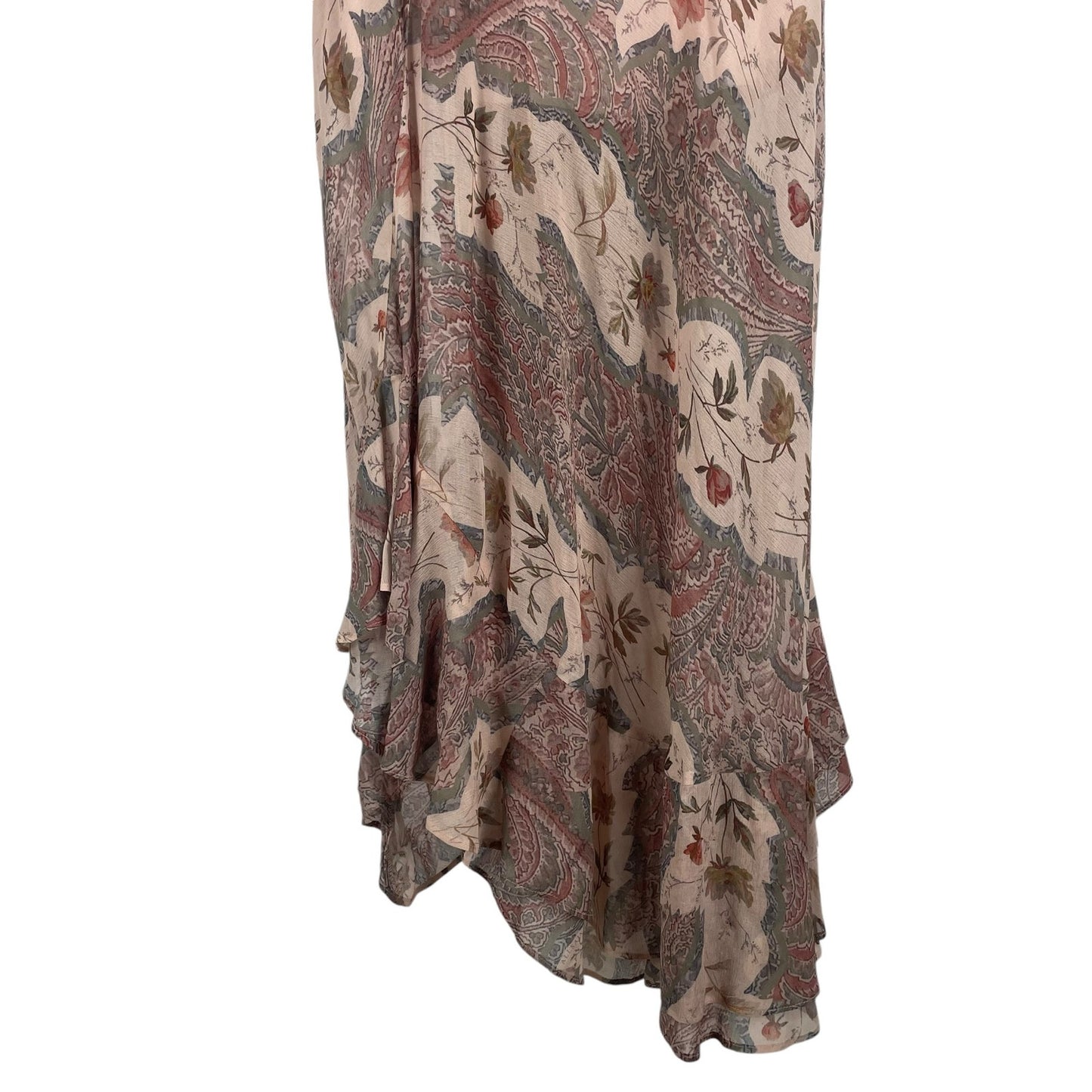 All Saints Brea Floral Print Cascade Maxi Dress Clay Pink Size 8