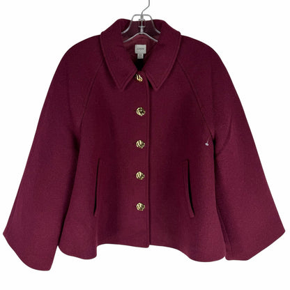 J. Crew Cropped Wool Blend Swing Coat Vintage Burgundy Size M Petite