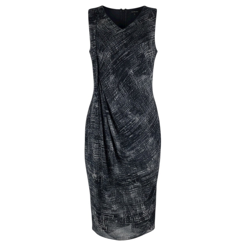 Lisa Rinna Sleeveless Printed Dress Side Drape Black Size XXS