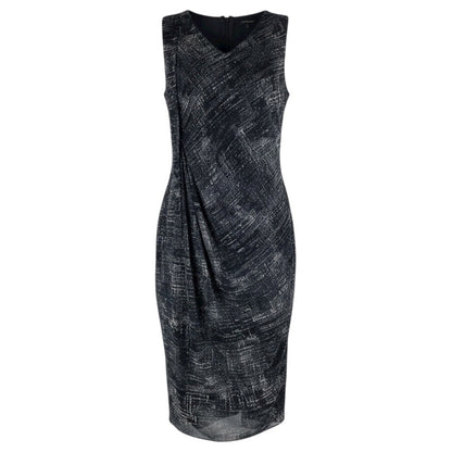 Lisa Rinna Sleeveless Printed Dress Side Drape Black Size XXS