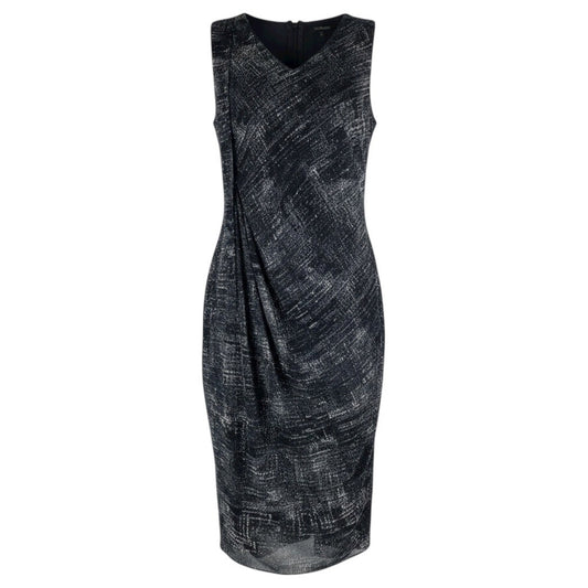 Lisa Rinna Sleeveless Printed Dress Side Drape Black Size XXS